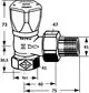 Regulierventil in Eckform aus vernickeltem Rotguß, hergestellt von IMI Hydronic Engineering. Konstruktion mit verschiedenen Anschlussmaßen und einer Verstellmöglichkeit.